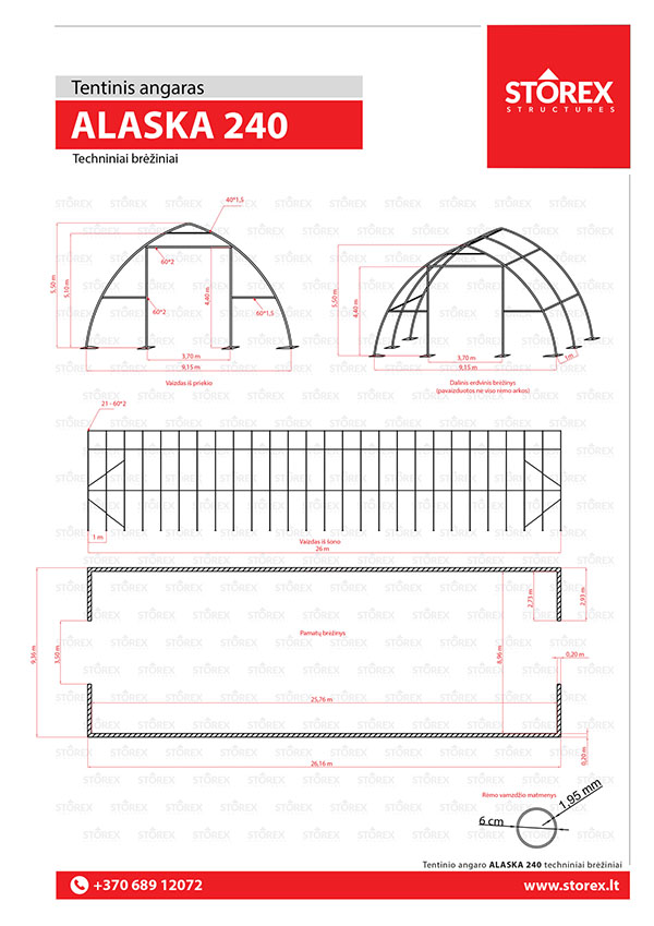 Technical drawings of tent hangar Alaska 240