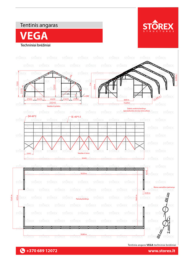 Technical drawings of tent hangar VEGA